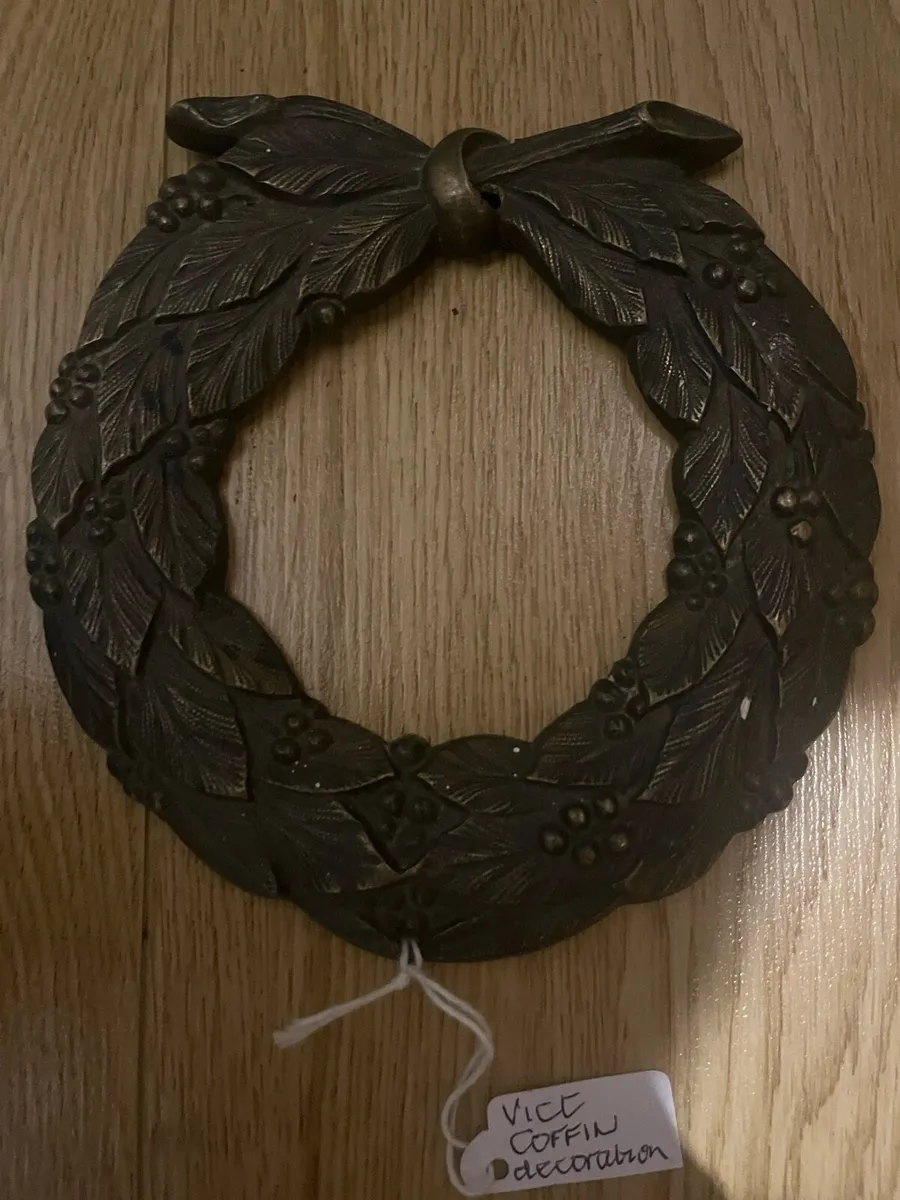 Antique Brass Coffin Decoration - Image 1