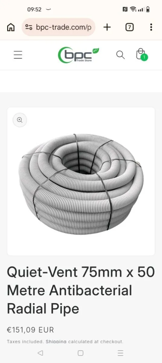 Mvhr ducting 75mm - Image 1