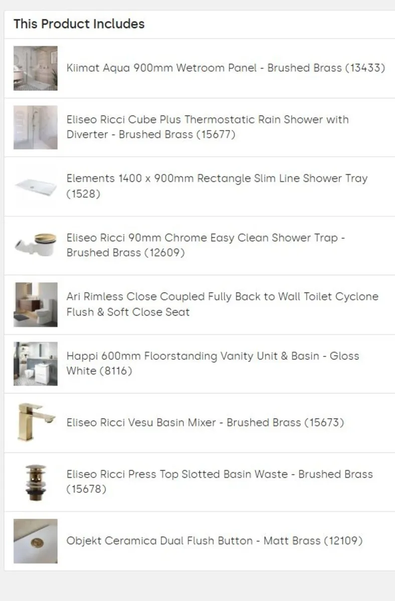 Walk In Shower Complete Suite Pack - Brushed Brass - Image 1