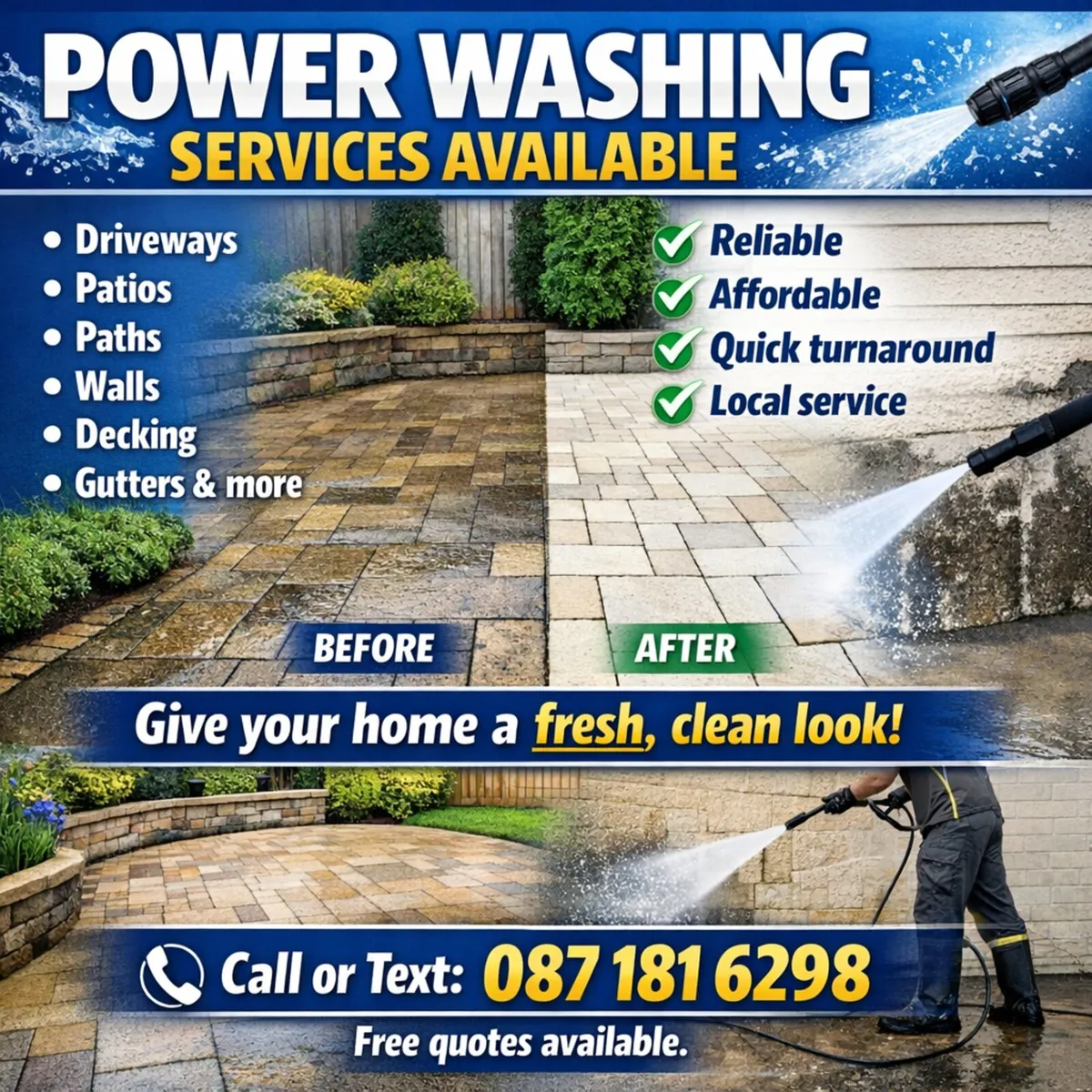 Power washing available