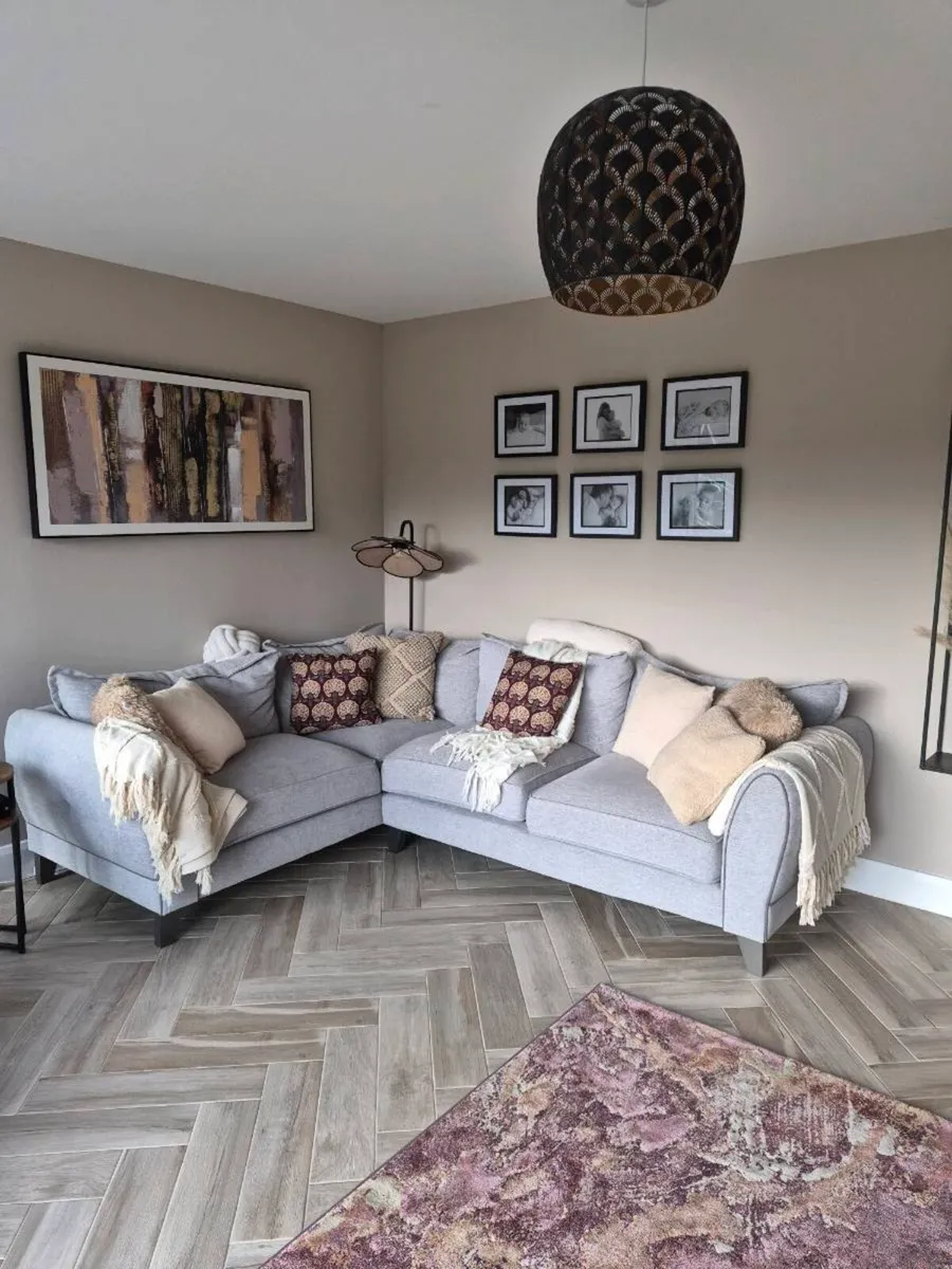 Grey Corner sofa & matching armchair - Image 1