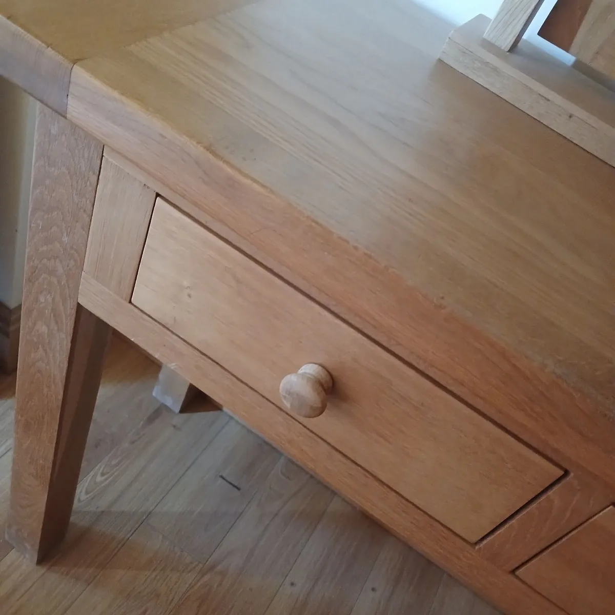 Oak dressing table & mirror - Image 3