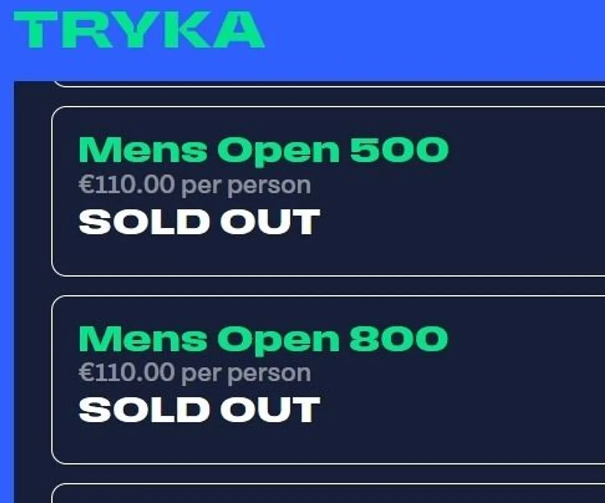Tryka Mens Open 800 April