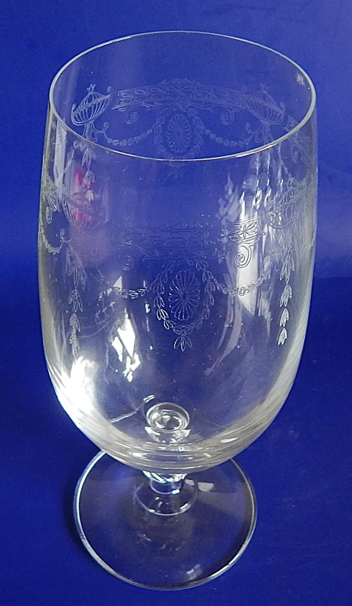 6 Fostoria Clear Etched Ice Tea Crystal Glasses - Image 3