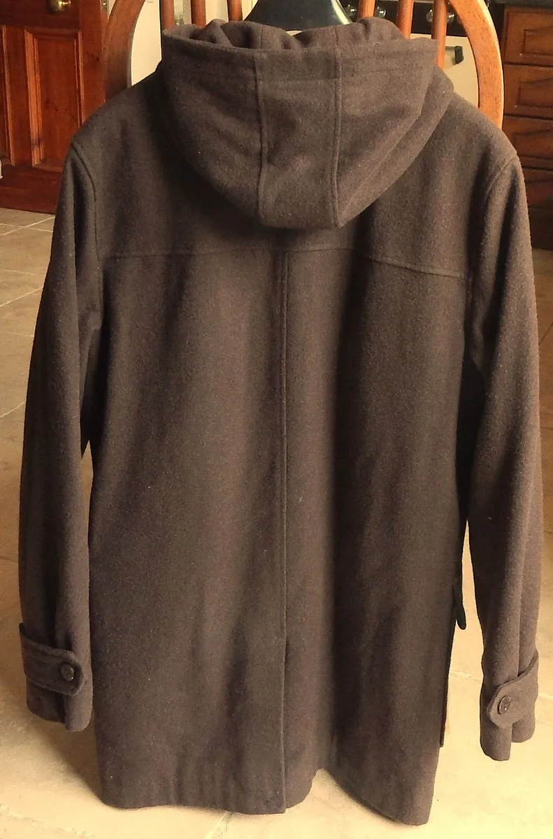 Gents Brown Duffel Coat with Zip & Toggles - Image 2
