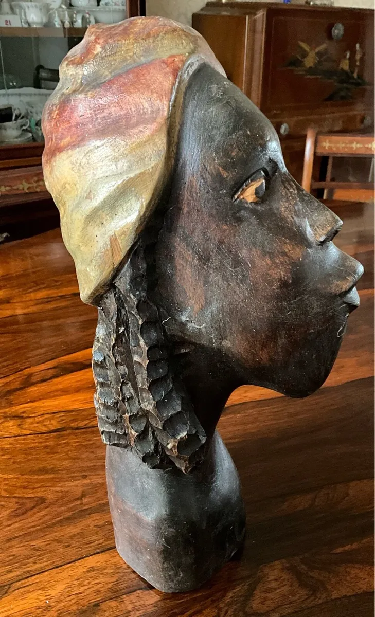 Tall Vintage African Ebony Carving .Bust Sculpture - Image 1