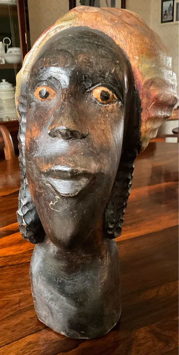 Tall Vintage African Ebony Carving .Bust Sculpture - Image 2