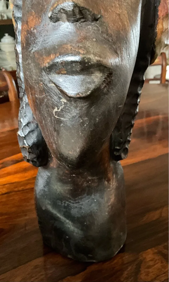Tall Vintage African Ebony Carving .Bust Sculpture - Image 4