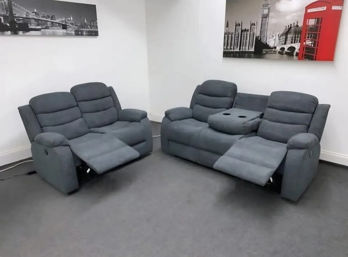 Roma Grey Fabric Manual Recliner Sofa - Image 3