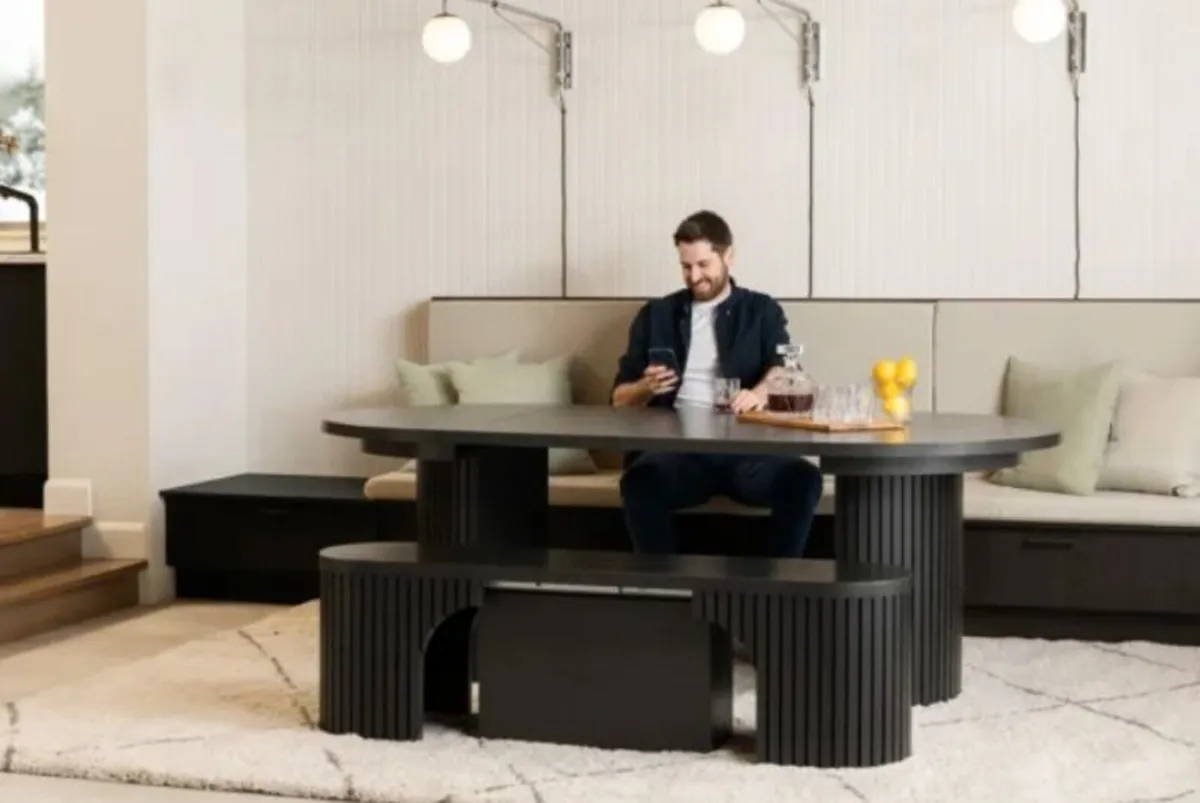 Round Dining Set Smoked Hickory.No deposit require - Image 1