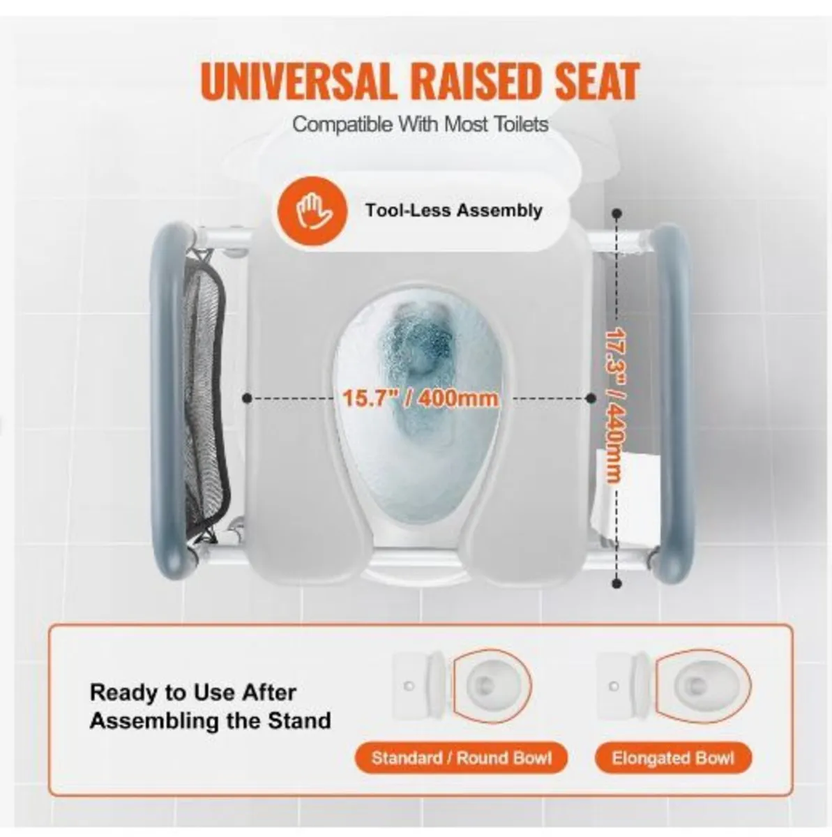 Raised Toilet Seat, 7-Position Height Adjustment - Image 2
