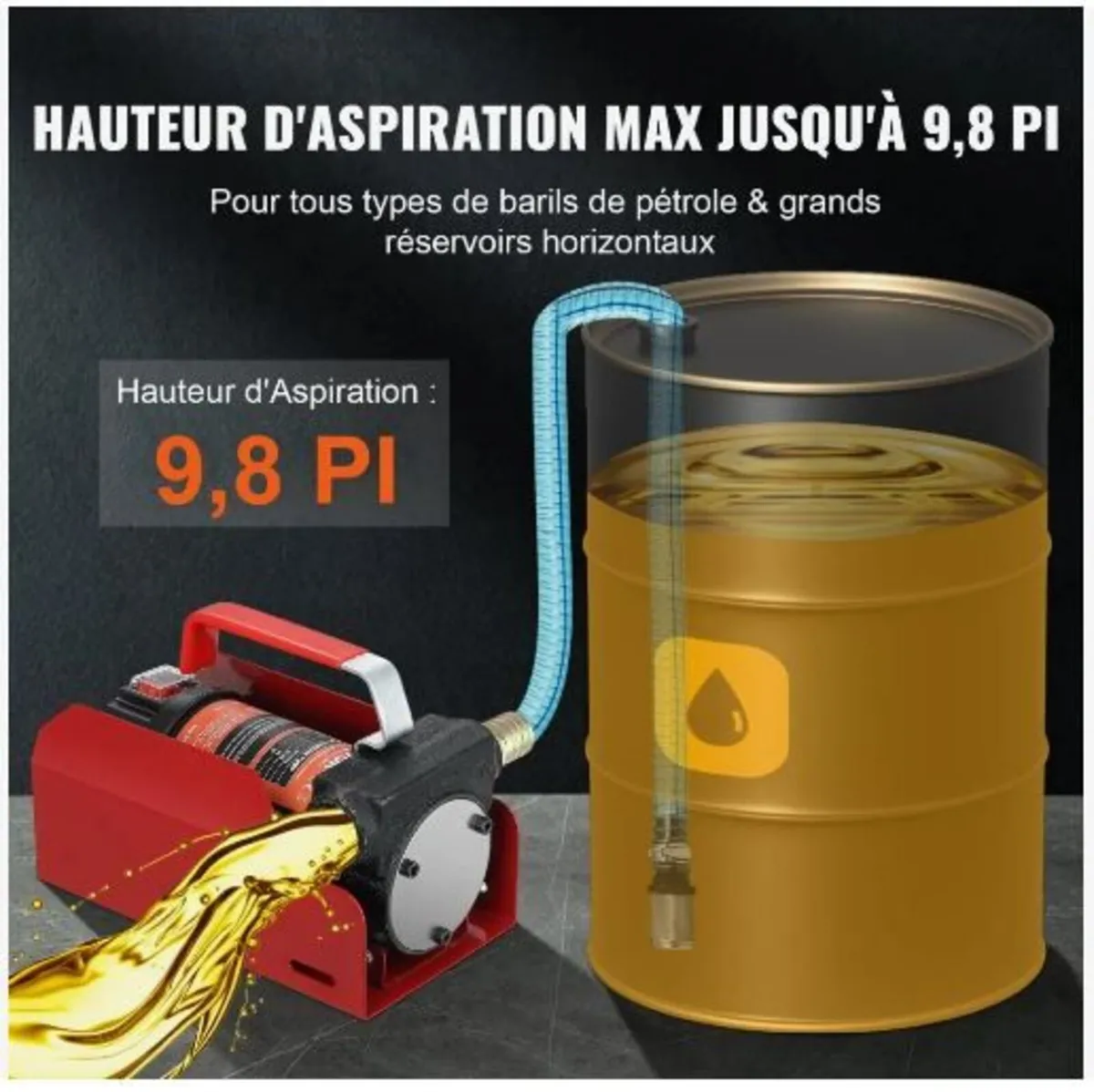 Fuel Transfer Pump, 12V DC 37.9 LPM 798.6 cm - Image 3