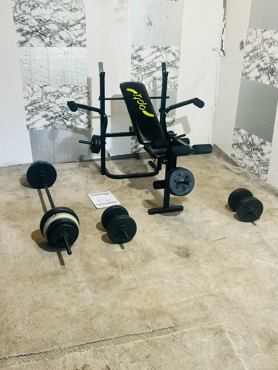 ADJUSTABLE BENCH 50 KG BARBELL DUMBBELLS SET - Image 1