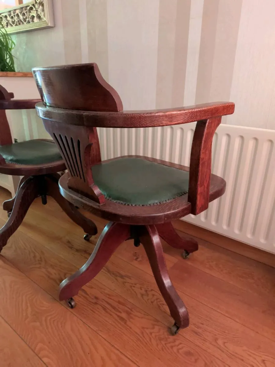 Oak Antique Captains Chairs - Image 3