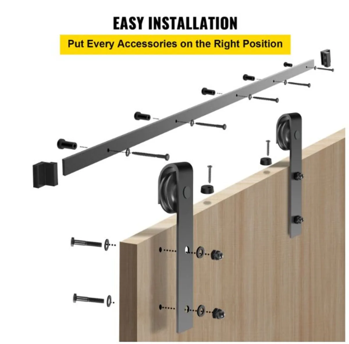 12FT Heavy Duty Double Sliding Barn Door Hardware - Image 4