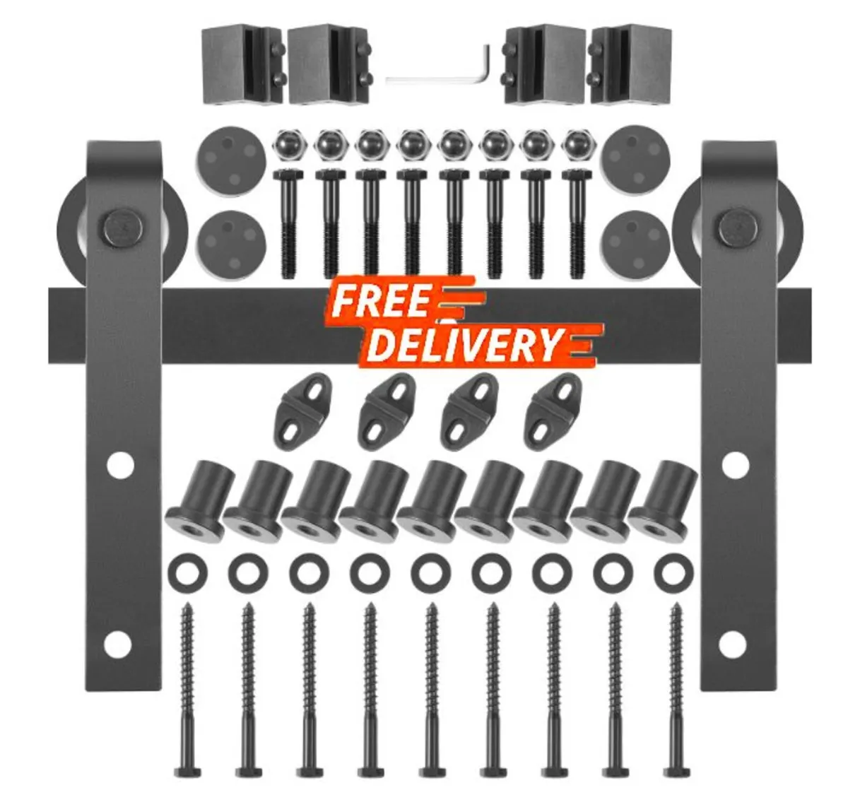 12FT Heavy Duty Double Sliding Barn Door Hardware - Image 1