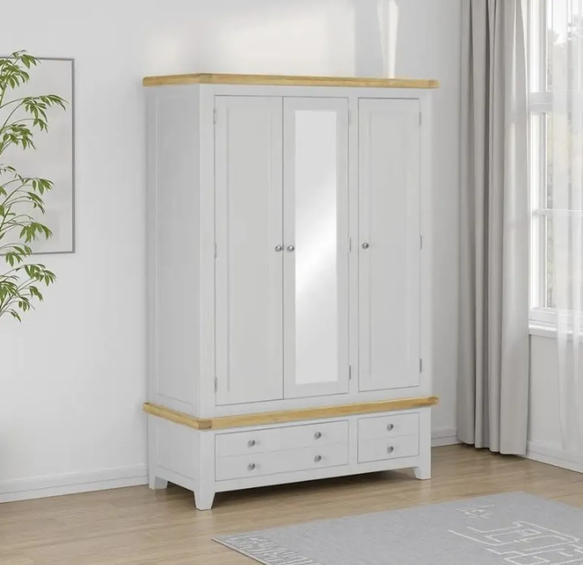 Windsor 3 Door 2 Drawer Wardrobe Pebble Grey Oak - Image 1