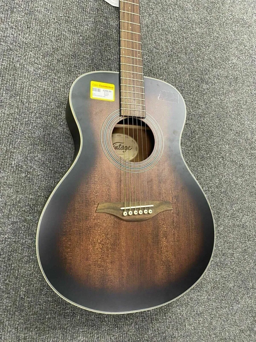 Vintage V300 Brown Acoustic Guitar - Image 3