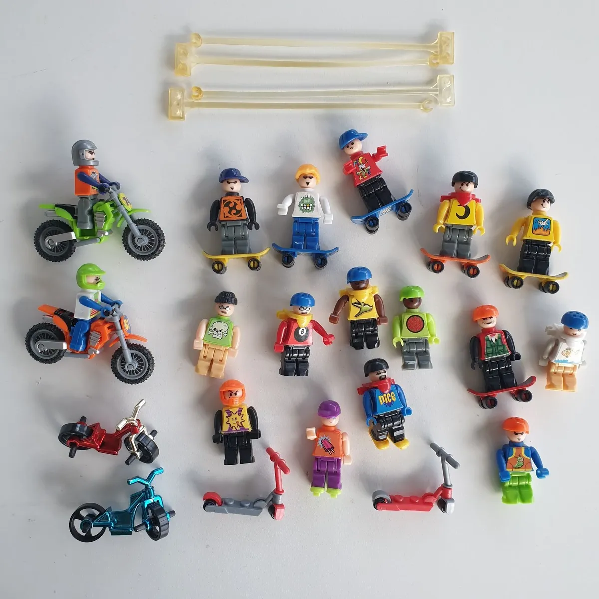 Lego minifigure bundle inc bikes skateboards - Image 1