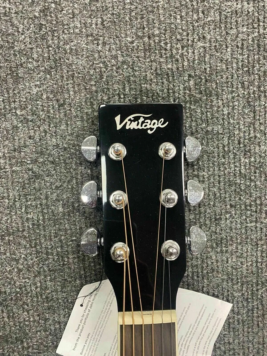 Vintage V300 Black Acoustic Guitar - Image 3