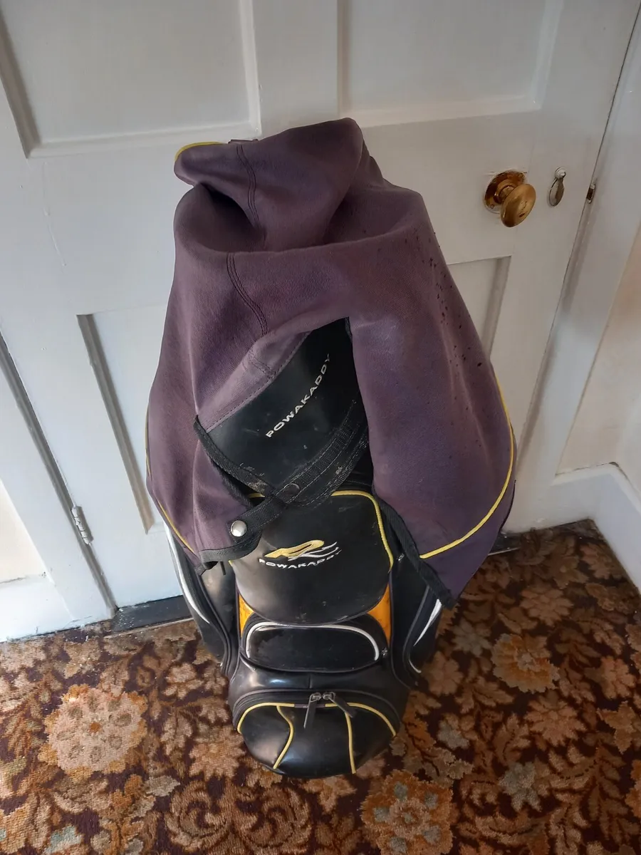 Powacaddy Golf bag and waterproof cover.