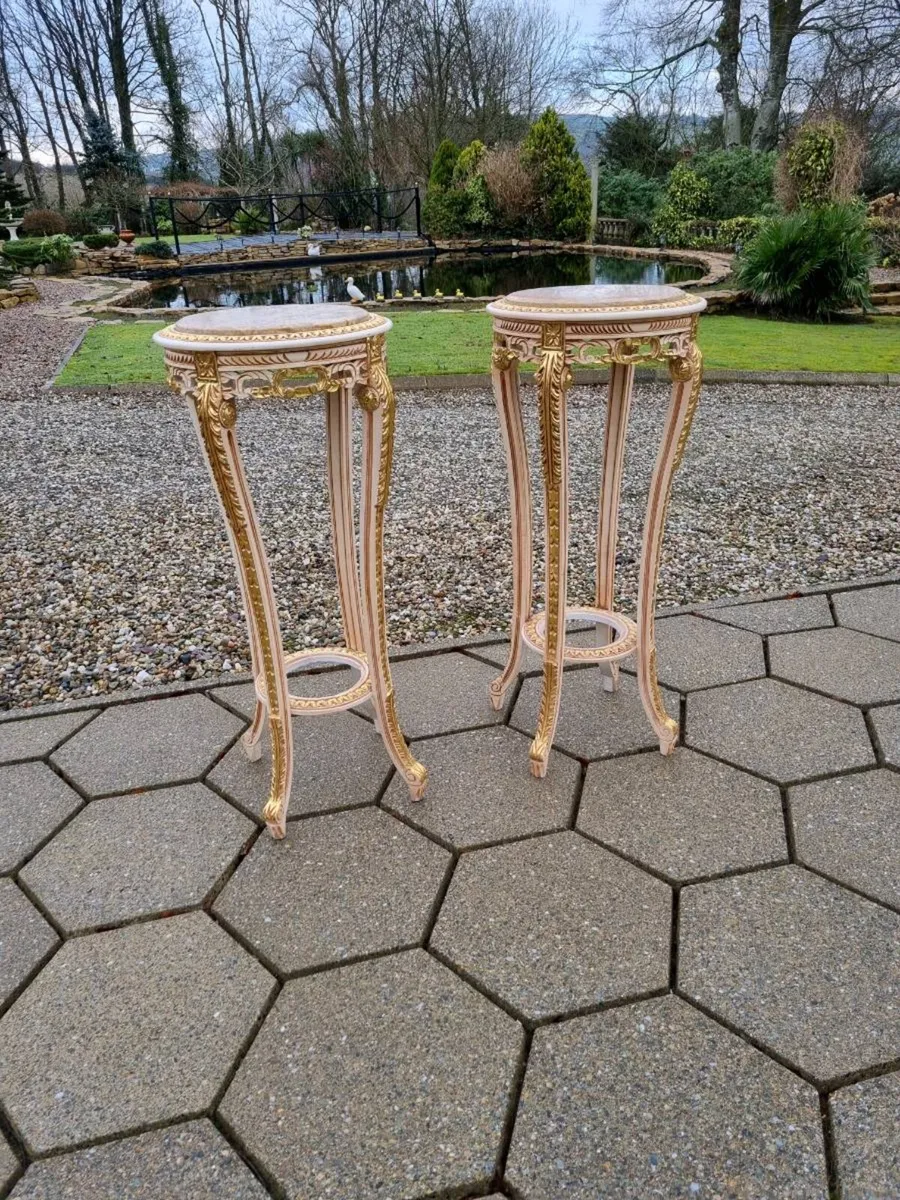 2 Large Egyptian Stands Granite Top  (New) - Image 2