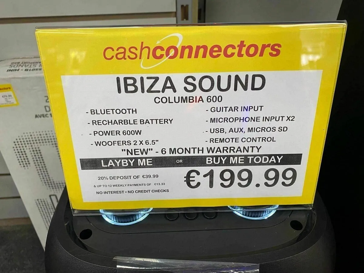 Ibiza Columba 600W Portable BT Boombox NEW - Image 3