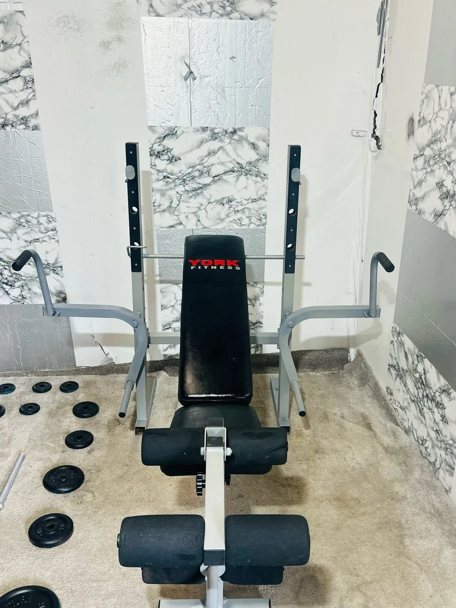 60KG CAST IRON WEIGHTS BARBELL DUMBBELLS SET+BENCH - Image 4