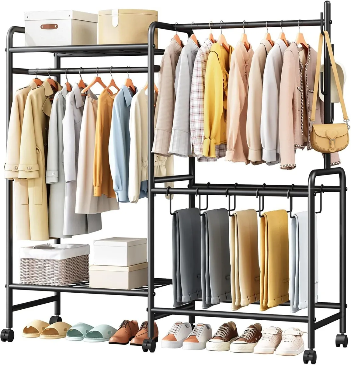 Heavy Duty Clothes Rail with Wheels 125KG Metal - Image 1