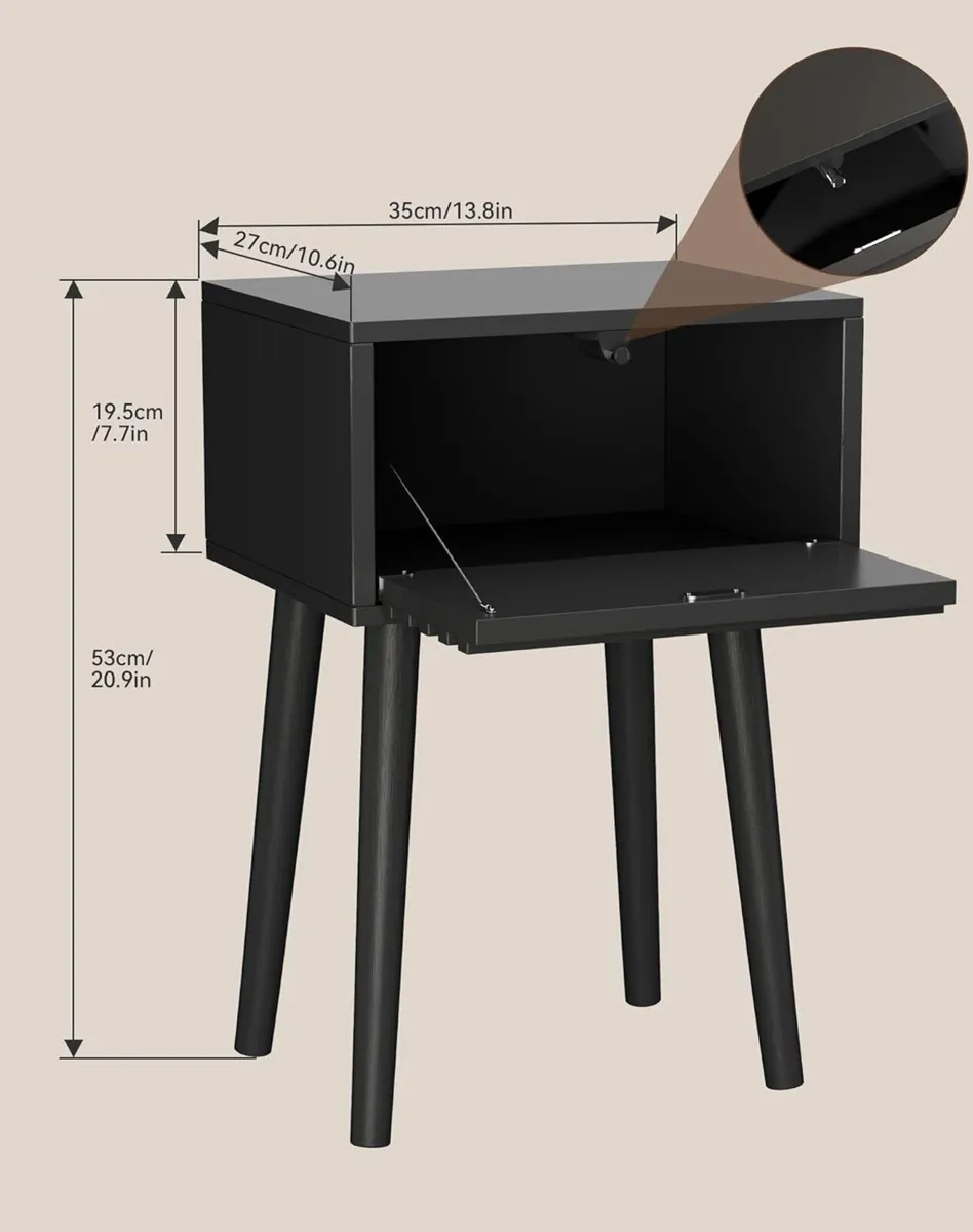 Fluted Nightstand Set of 2 Small Bedside Table - Image 3