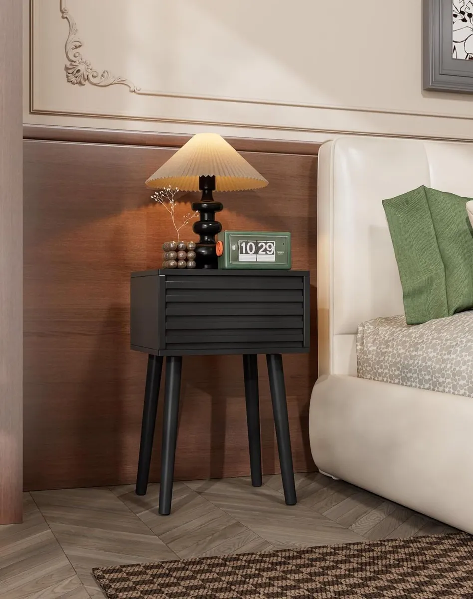 Fluted Nightstand Set of 2 Small Bedside Table - Image 4