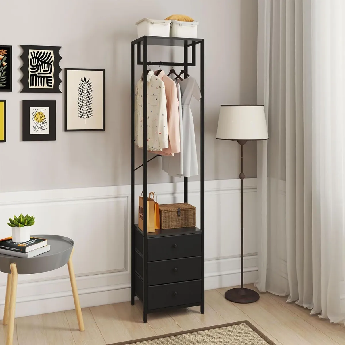 Coat Rack with Non-woven Drawer Freestanding Tall - Image 2