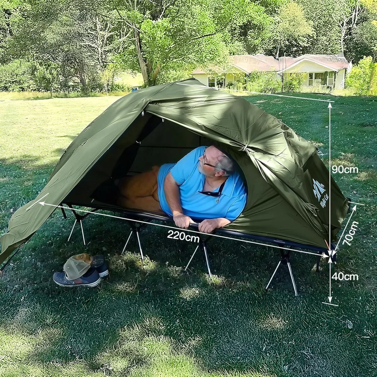1 Man Tent Waterproof: Elevated with Camp Bed for - Image 4