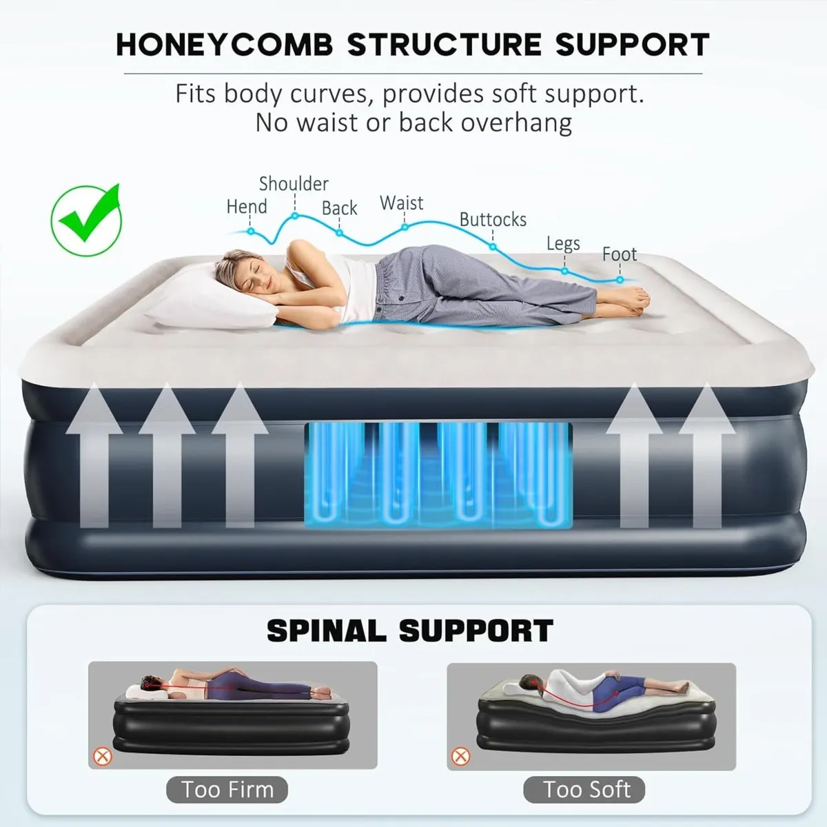 Air bed Double Inflatable mattress with Built in - Image 3