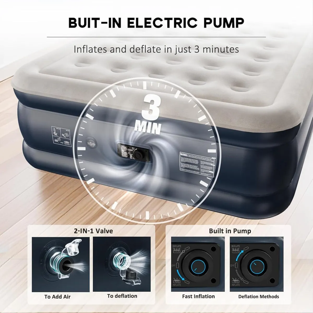 Air bed Double Inflatable mattress with Built in - Image 4