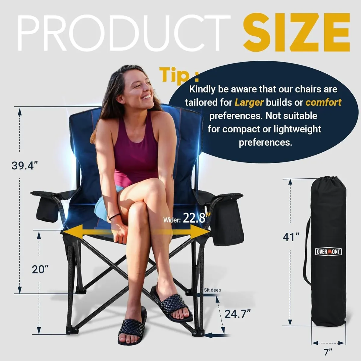 204kg Oversized Camping Folding Chair for Adults - Image 3
