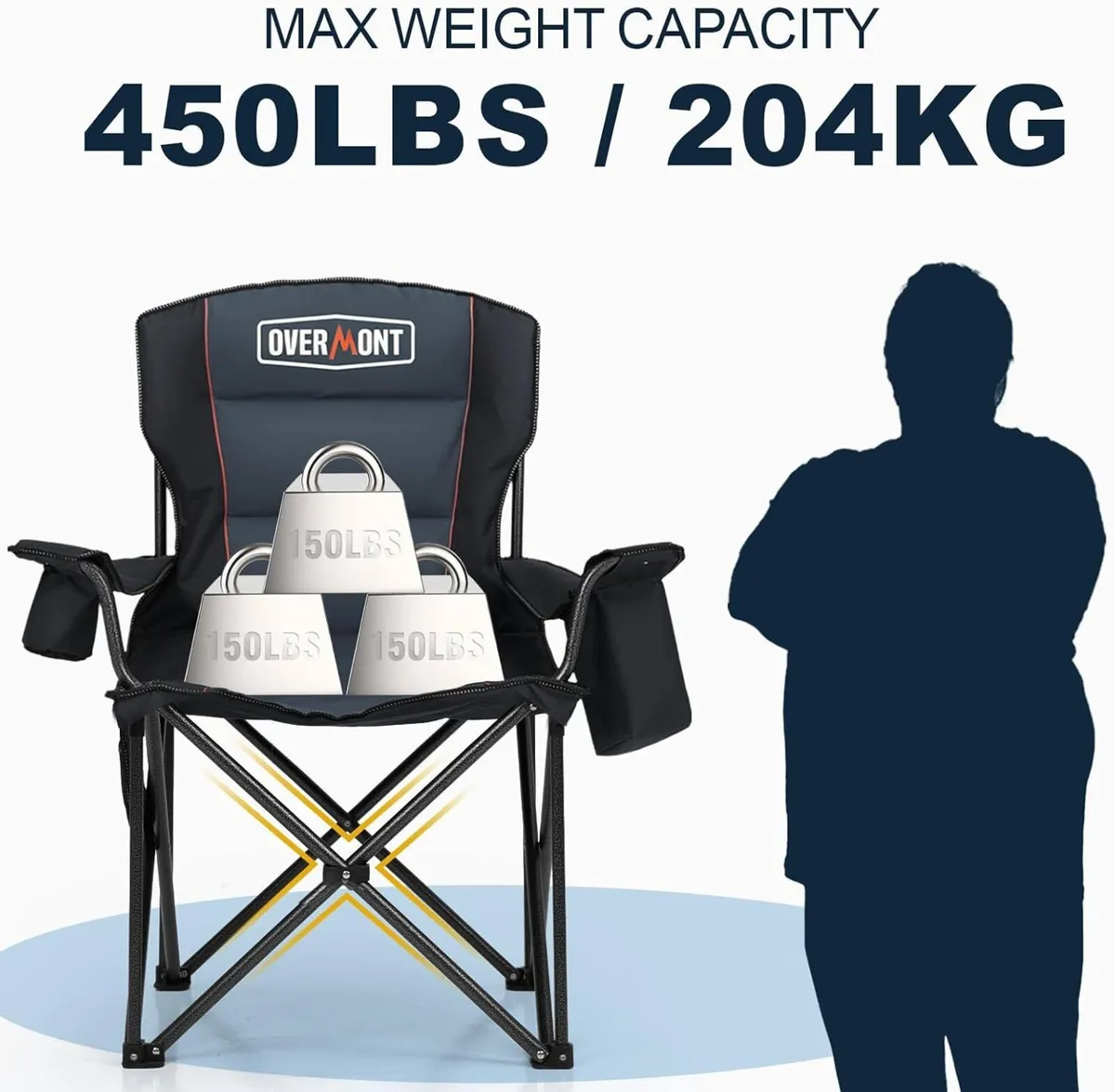 204kg Oversized Camping Folding Chair for Adults - Image 4