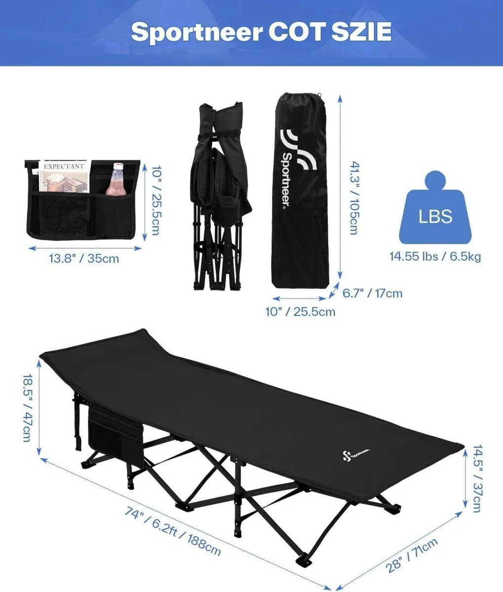 Camp Beds for Adults with 1.5 Thick Mattress - Image 3