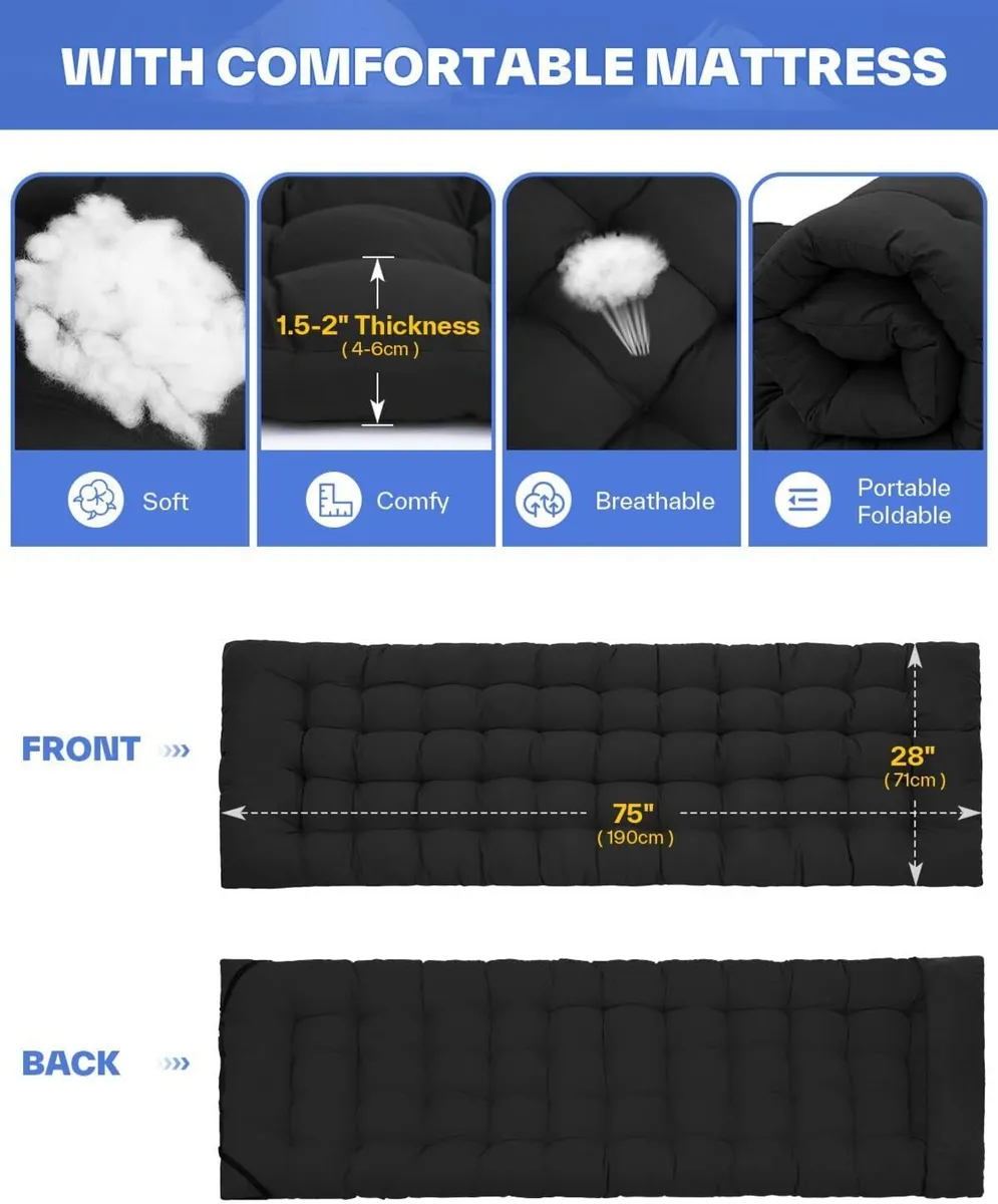 Camp Beds for Adults with 1.5 Thick Mattress - Image 2