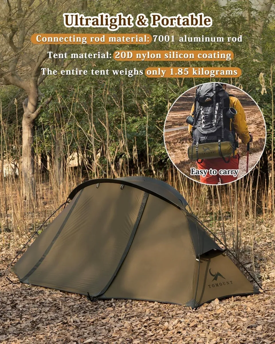 TOMOUNT Tent 1 Person Nylon Ultralight Camping - Image 2