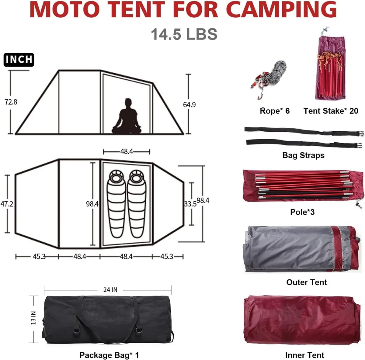2-Person Camping Tent Waterproof Instant Family - Image 2