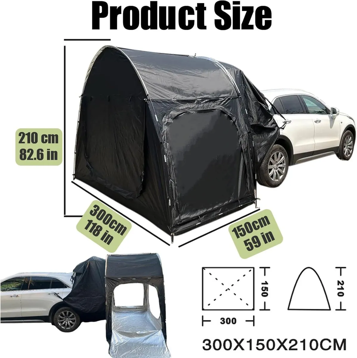 Car Tent 2-3 People 3-Sided Breathable Door - Image 2