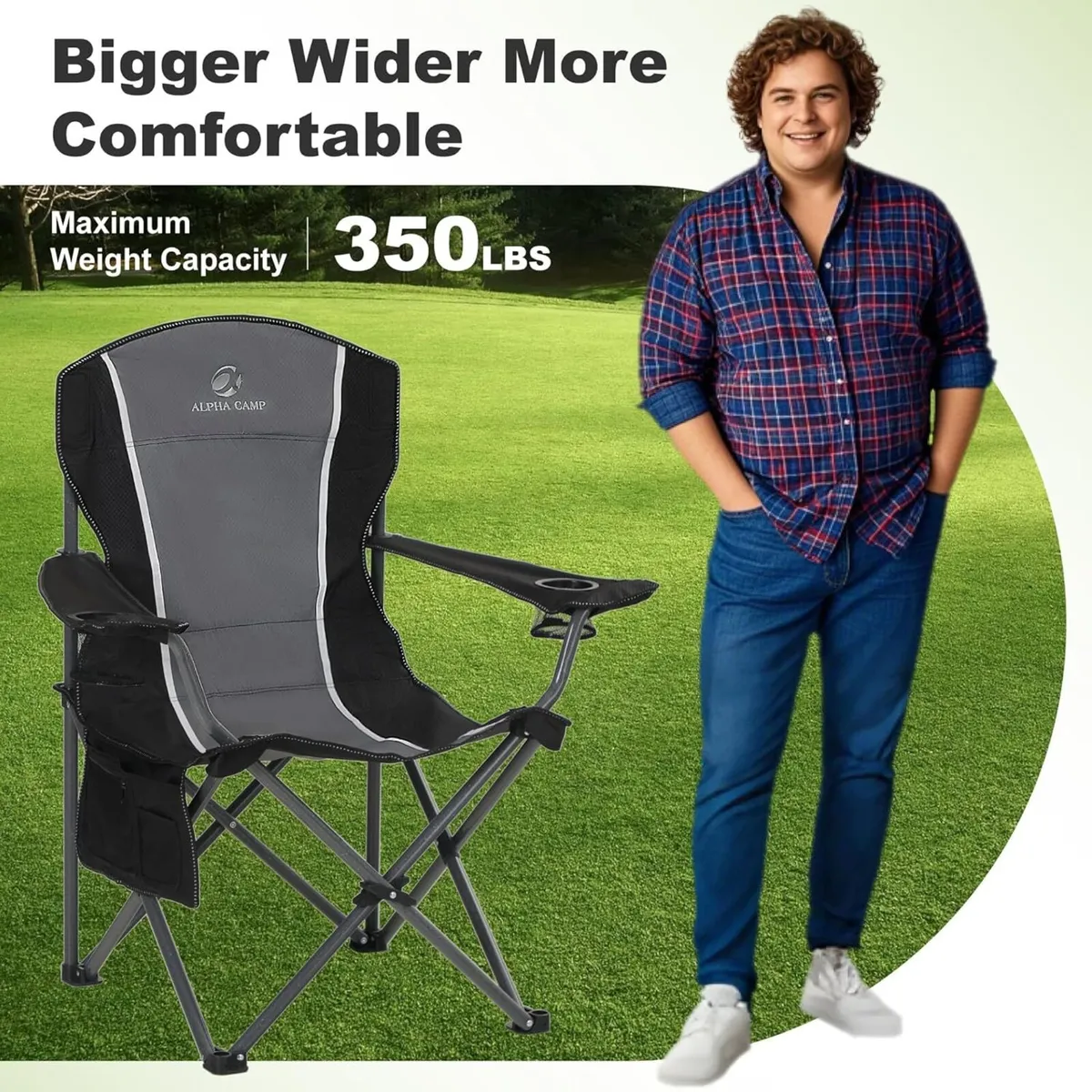 Set of 2 Camping Chair Foldable Fishing Heavy - Image 3