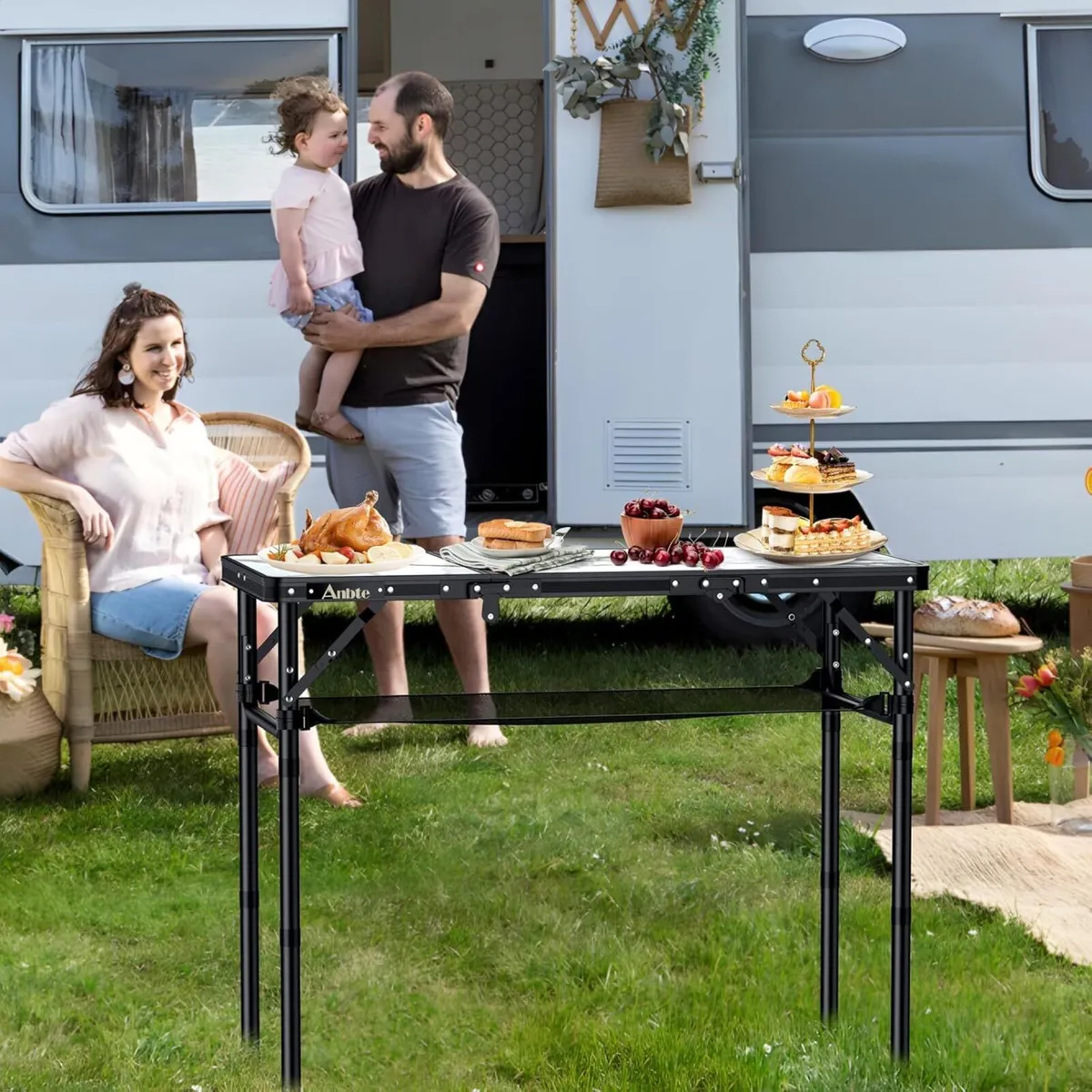 Folding Camping Table Aluminum Small 3 Adjustable - Image 2