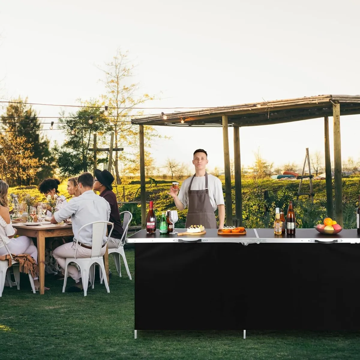 Folding Outdoor Bar Table 6.8FT Portable Pop-Up - Image 2