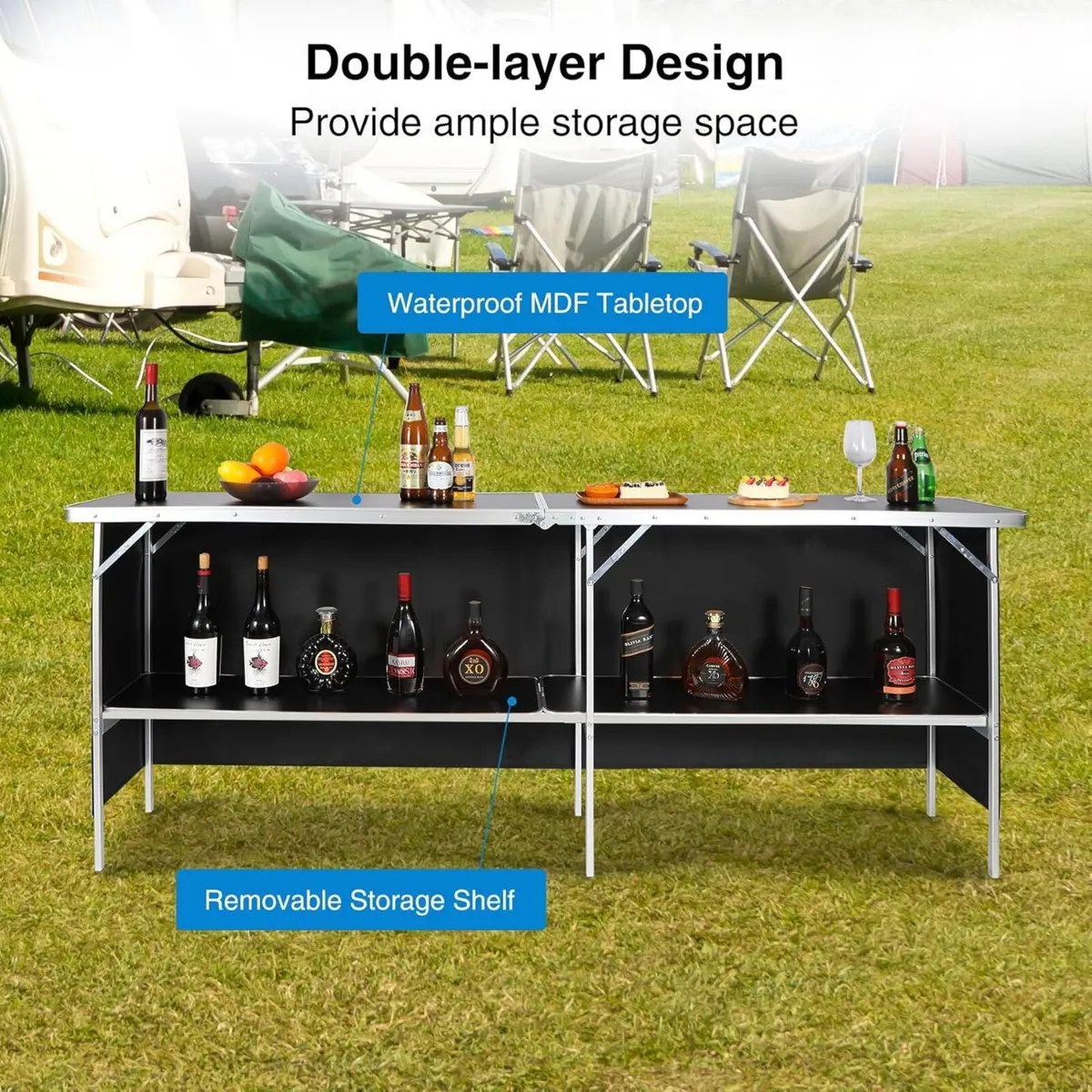 Folding Outdoor Bar Table 6.8FT Portable Pop-Up - Image 4