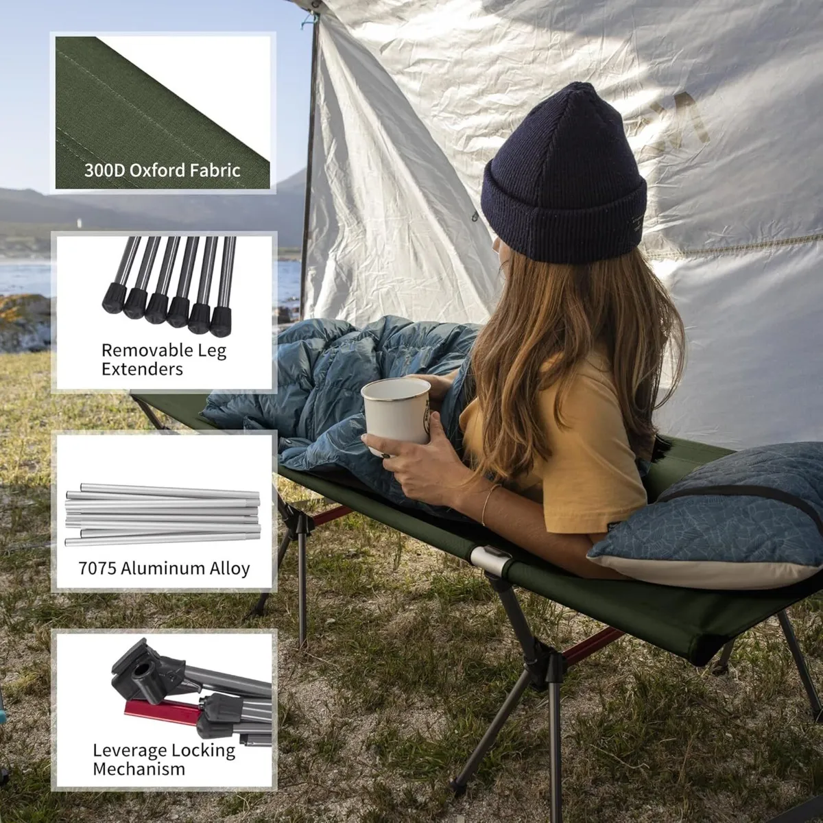 Camping Cot Ultralight Camp Bed with 150 kg Load - Image 2