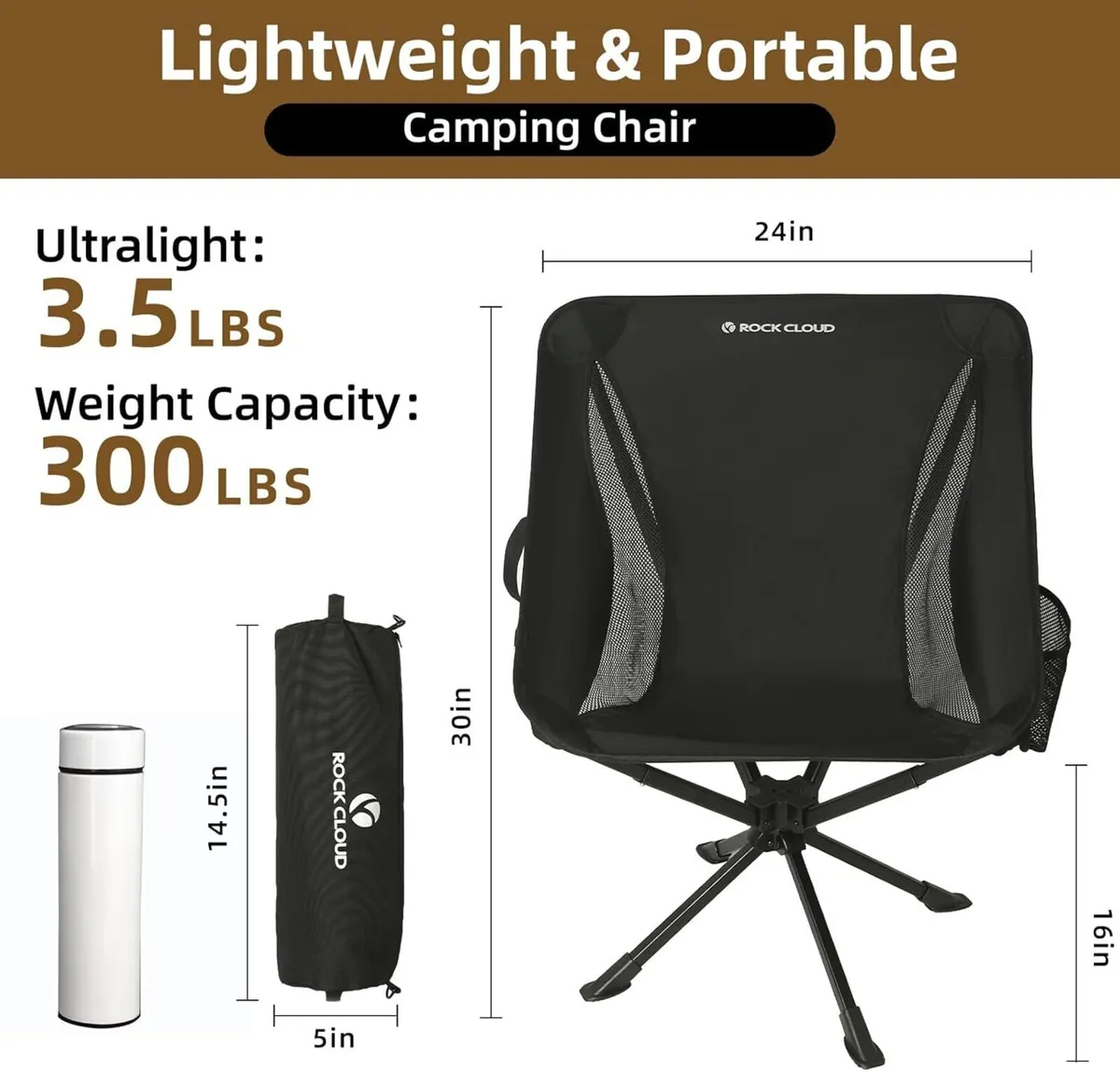 360degrees Swivel Camp Chair - Lightweight - Image 2