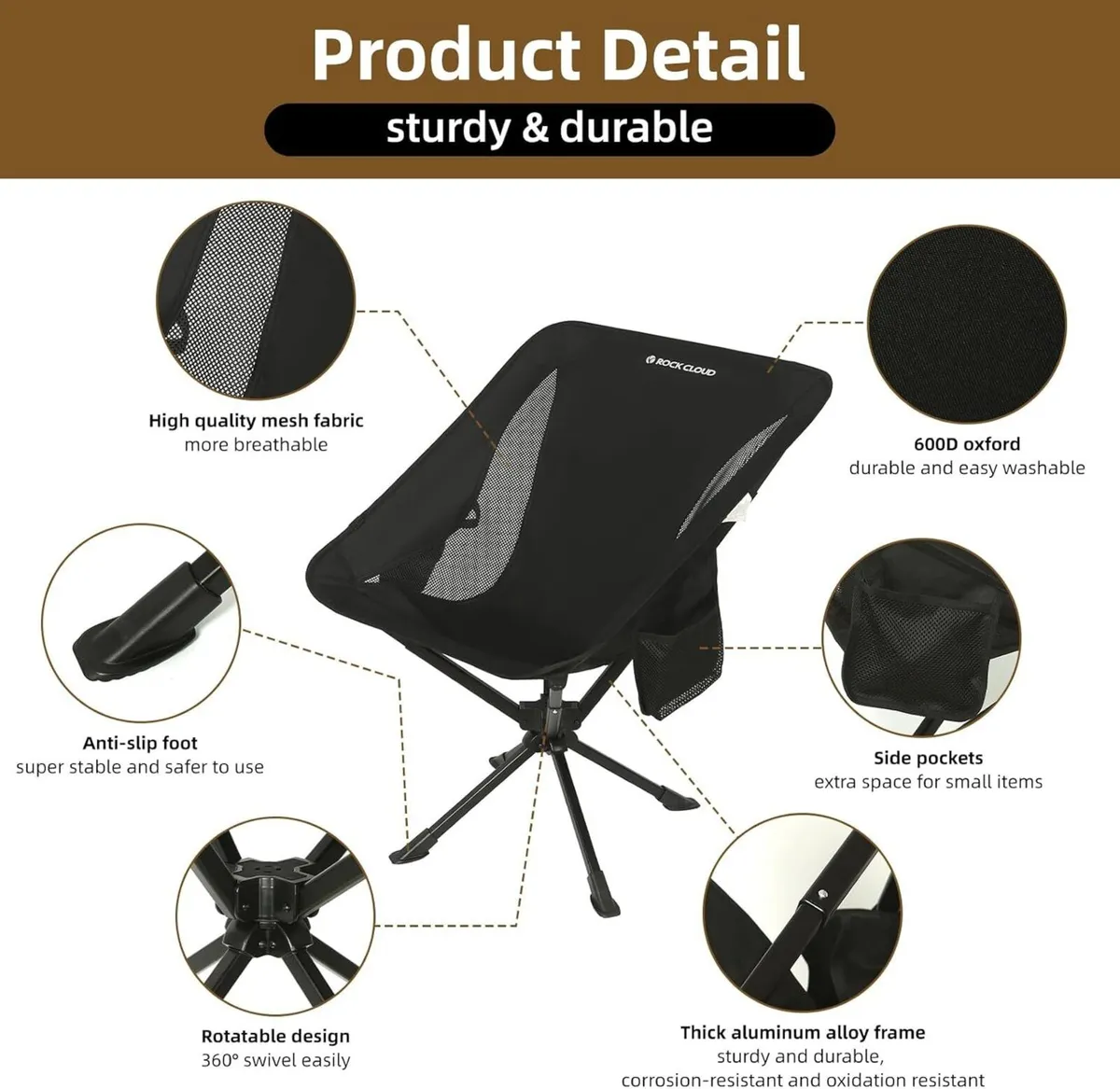 360degrees Swivel Camp Chair - Lightweight - Image 3