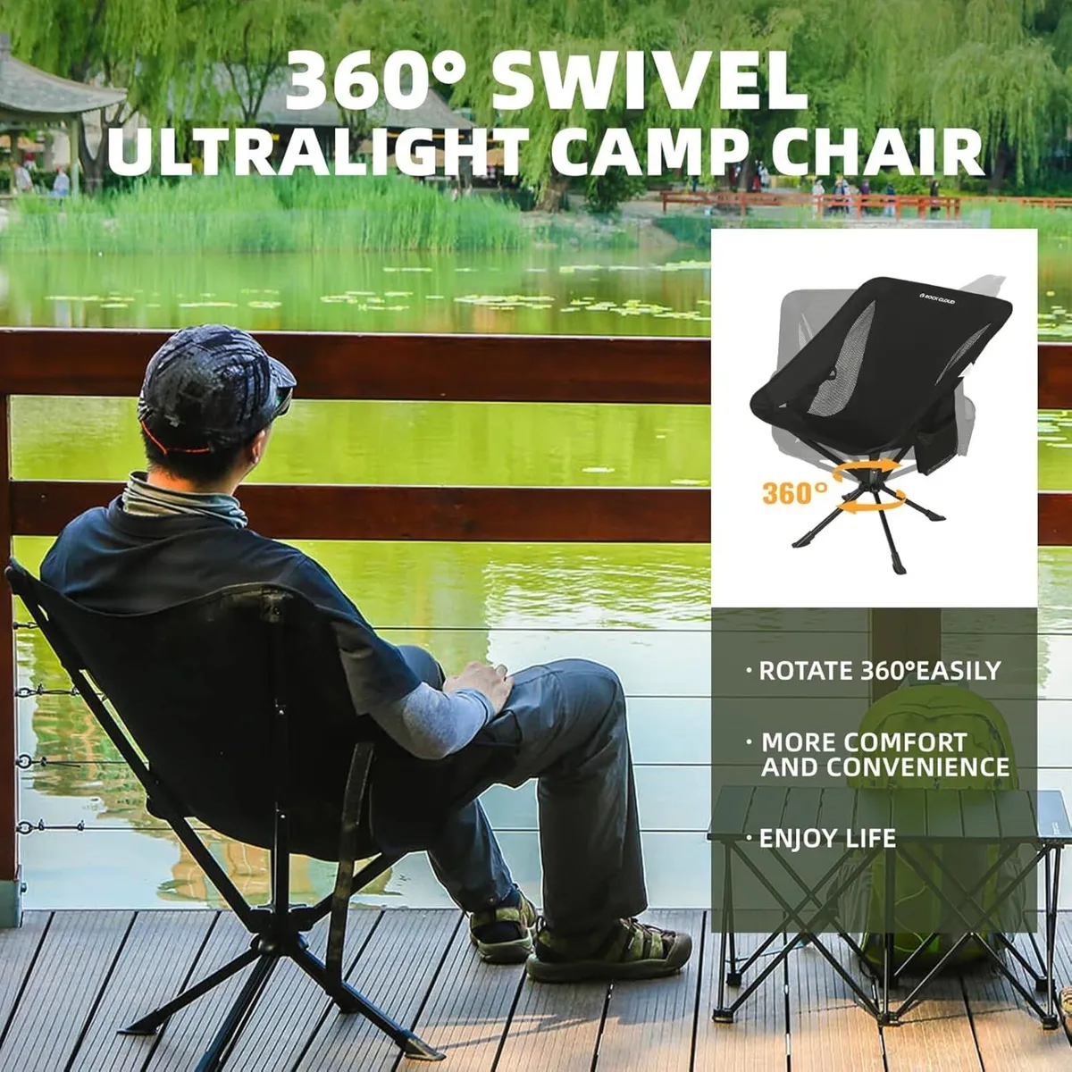 360degrees Swivel Camp Chair - Lightweight - Image 4